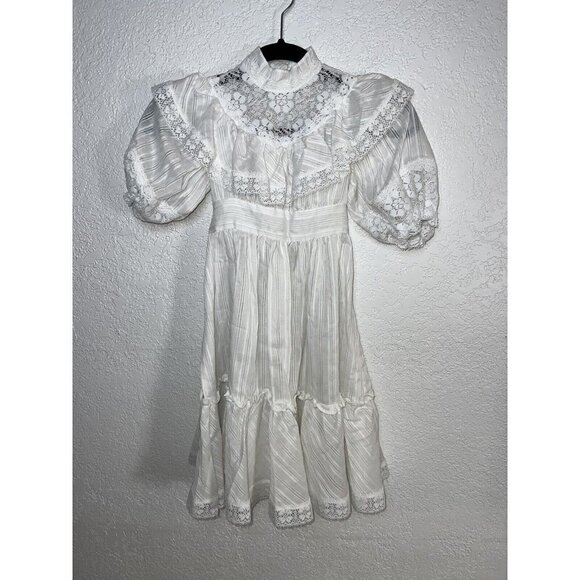 Unbranded Other - 70’s - 80s Prom Dress Gunne Sax Style Prarie Vintage White Lace Dress D1